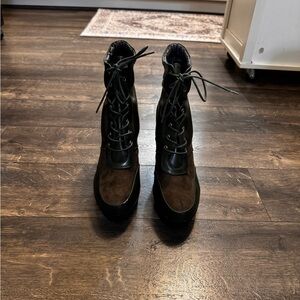 EGO Create Yours Chunky Heeled Boots Olive‎ Green SZ 40/9